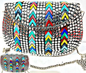 Bolsos de Mano, Bolso de Mano Acrílico, Bolso de Mano de Metal con Madreperla, Bolso de Mosaico, Bolso Indio a Bajo Precio, Artesanías de Resina por CRAFTING CRAFTS - Product Image 1