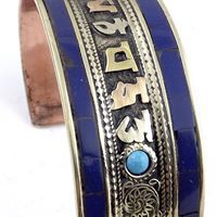 Auspicious Buddhist Mantra Carved <b>Copper</b> Alloy Silver Plated Men's Fashion <b>Bangles</b>-Gift - Product Image 2