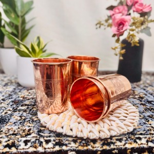 Gobelet en cuivre gravé au design minimaliste, idéal pour un usage quotidien, gobelet à boire en cuivre pur et vaisselle bénéfique pour la santé ayurvédique - Product Image 6