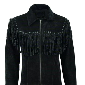 Chaqueta de Cuero de Oveja con Flecos para Mujer, Personalizada con Logotipo en Relieve, Transpirable, Impermeable, de Primera Calidad - Product Image 3