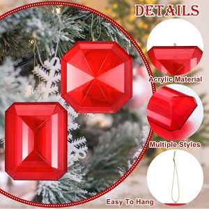 Set di 4 Decorazioni Natalizie Rettangolari in Acrilico da 3,9 "-6,2" con Glitter, Ornamenti per Albero di Natale, Palline Decorative da Appendere - Product Image 3