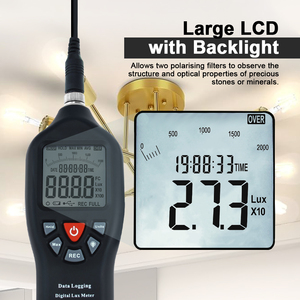 Digital Lux Meter <b>Light</b> <b>Sensor</b> Tester with Data Logging Function 0-200000 Lux Detachable <b>Sensor</b> Black - Product Image 3