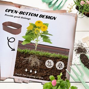 Fioriera in Metallo Zincato da 100 cm con Bordo di Sicurezza per Ortaggi - Kit per Giardino Marrone - Product Image 5