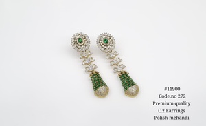 Boucles d'oreilles pendantes 11900Dangle, plaquées Mehandi, rubis et zirconiums cubiques, en laiton, style vintage, bijoux de fête pour femmes - Product Image 3