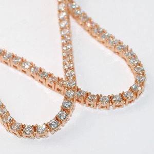 S925 Silver Rose Gold Plated VVS Moissanite Diamond <b>Necklace</b> IGI Certified Round Cut Luxury Chain Hip Hop Tennis Link Chain - Product Image 4