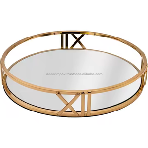 Plateau de service en aluminium de conception faite à la main de qualité supérieure pièce unique avec plateau plaqué couleur argent de qualité supérieure à très bon prix - Product Image 2