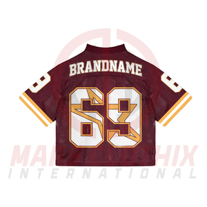 Maillot de football américain personnalisé à manches courtes – Vente flash – Maillot de football américain rétro en polyester et maille personnalisable - Product Image 3