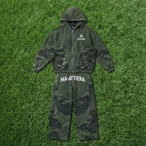 Conjunto de Sudadera con Capucha y Pantalones Deportivos de Camuflaje Verde para Hombre, Corte Holgado, Estilo Urbano, Personalizable OEM ODM, Venta al Por Mayor - Product Image 6