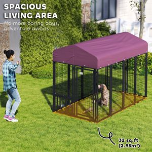 Cuccia per Cani da Esterno in Rete Saldata, Rotazione a 360 Gradi, Ciotole Regolabili su 4 Livelli, Copertura Impermeabile, 7.9 X 4 X 6 - Mobili per Animali Domestici - Product Image 3