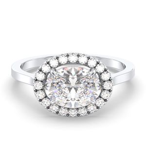 แหวนเพชรทรงรี REYES รุ่นขายดีที่สุด น้ำหนัก 1.2 กะรัต เพชร CVD ผลิตในห้องปฏิบัติการ ประดับด้วยเพชรแบบ Halo ตัวเรือนทองคำแท้ 14K ได้รับการรับรองจาก IGI เครื่องประดับคุณภาพสำหรับผู้หญิง - Product Image 1