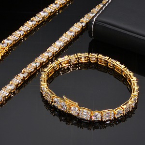 Mens Lab Grown Diamond 925 Silver Iced Out Baguette And Round Link Chain Luxury <b>Statement</b> <b>Necklace</b> Fashion Chain For Men Premium - Product Image 5
