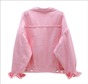 Women's Eco-friendly High Street Winter Bomber <b>Jacket</b> Multicolor <b>Short</b> Long <b>Sleeve</b> Casual Denim - Product Image 2