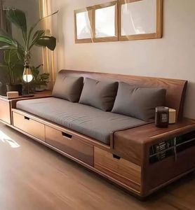Multifunctional Solid Wood Long <b>Sofa</b> <b>Bed</b> Modern Design <b>Storage</b> Drawers Comfortable Daybed Couch For Home - Product Image 1