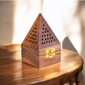 Soporte de Incienso Sambrani DhoopBatti de Madera, Hecho a Mano, Tradicional, con Recolector de Ceniza, Quemador Aromático Decorativo - Product Image 4