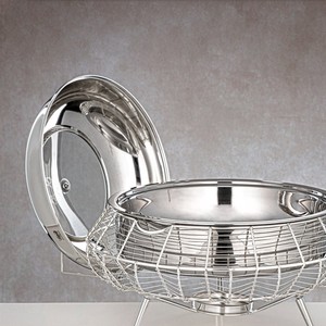 ถาดอุ่นอาหารบุฟเฟ่ต์ทรงกลมเคลือบทองหรูหรา พร้อมกรอบลายฉลุ สำหรับงานเลี้ยง งานจัดเลี้ยง และงานจัดอาหาร - Product Image 6