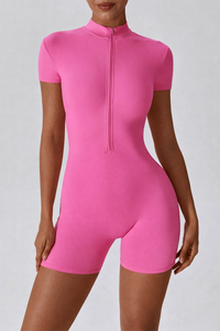 Mono de yoga personalizado al por mayor para mujer, de una pieza, elástico, de manga corta, para gimnasio, entrenamiento, ropa deportiva de verano - Product Image 4