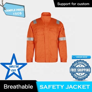 Chaqueta de Trabajo de Poliéster Ignífuga de Alta Visibilidad con Tiras Reflectantes, Uniforme de Seguridad Transpirable para Minería y Soldadura - Product Image 6