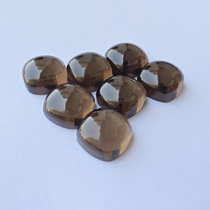 Natural Smoky Quartz Cabochon Square <b>Cushion</b> Shape Calibrated Loose Gemstone Custom Sizes Available - Product Image 5