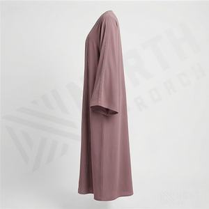 Vente en gros : Robe longue Abaya Kaftan pour femmes, style simple et modeste, couleur personnalisable, avec fermeture éclair frontale, vêtement islamique - Product Image 3