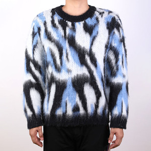 Custom <b>Men's</b> Floral Pattern Breathable Front Logo Mohair <b>Cardigan</b> Premium Wool Blend Casual Autumn Zipper Closure Full Sleeve - Product Image 4