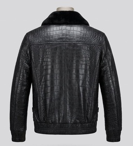 Black Winter Casual Men's Coated <b>Genuine</b> Sheep Skin High Quality Waterproof Breathable Windproof Front Logo Made to Measure - Product Image 2