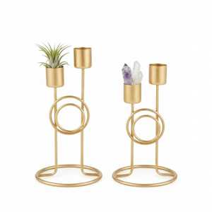 Juego de Candelabros Cuadrados Modernos de Aluminio con Acabado Dorado, Decoración para el Hogar, Centro de Mesa para Bodas y Cumpleaños - Product Image 5
