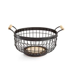 Panier de rangement pour fruits de luxe, de qualité supérieure, en métal antique, design élégant, avec taille et forme personnalisées en bois - Product Image 5
