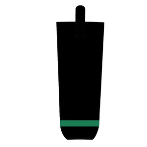 Black <b>Knee</b> <b>High</b> <b>Socks</b> With Green Trim Solid Color Knitted Sport Style - Product Image 2