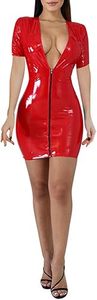 Combinaison en cuir PU pour femme sur mesure, aspect latex, avec mini-jupe assortie, tenue sexy pour club, soirée, vente en gros d'usine - Product Image 3