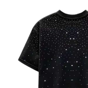 เสื้อยืดคอกลมผ้าฝ้าย 100% พิมพ์ลายกราฟิกแบบกำหนดเอง ประดับด้วยเพชรเทียม สำหรับผู้ชาย คุณภาพสูง ทรงโอเวอร์ไซส์ ลุคทำสีซีดแบบย้อนยุค - Product Image 4