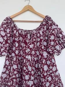 Vestido Largo de Verano para Mujer, Estampado Floral Rojo, Algodón, Manga Corta, Estilo Boho, para Picnic o Vacaciones - Product Image 2