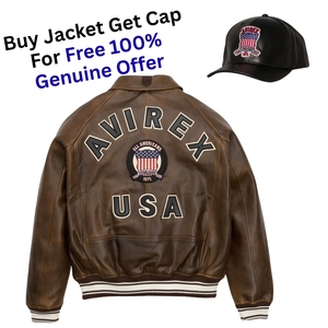 Veste bomber en cuir de vachette surdimensionnée avec patch Avirex USA Iconic All Americans, commande minimum 1 pièce, personnalisable. |   Jaune moutarde respirant - Product Image 4