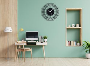 Modern Geometric Roman Numeral Wall <b>Clock</b> Black <b>Metal</b> Decorative Wall Art <b>Clock</b> Contemporary Minimalist Round <b>Clock</b> for Living - Product Image 2