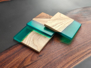 Sous-verres en bois et résine époxy faits à la main, écologiques, avec logo personnalisé - FAIZA CRAFT, ronds, art et objets de collection - Product Image 6