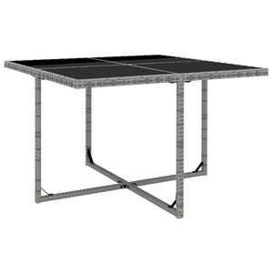 Ensemble de salle à manger de jardin moyen en rotin PE gris avec plateau en verre et acier thermolaqué – Mobilier de salle à manger extérieur élégant - Product Image 5