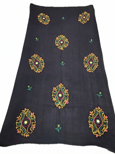 Wholesale Women Black Pashmina Shawl Geometric Embroidery Long Durable Traditional Scarf All Seasons Daily Wear OEM Supplier - Product Image 5