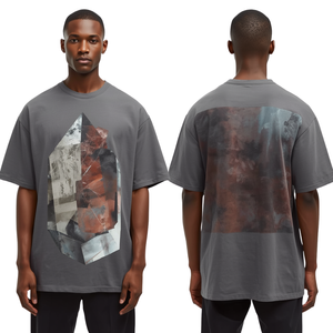 T-shirt moderne pour homme, coupe ample, avec impression numérique inspirée des cristaux, sérigraphie épaisse et détails brodés - Product Image 3