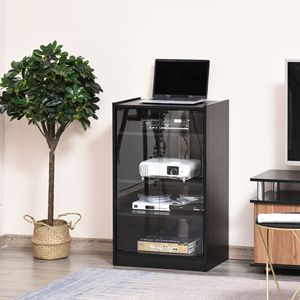 Mobiletto Porta TV a 5 Ripiani Nero con Mensole Regolabili per Console di Gioco e Lettori DVD - Porta in Vetro Temperato - Product Image 2