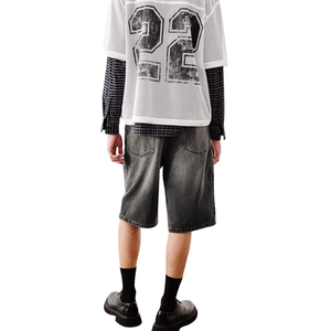 <b>Mens</b> <b>Black</b> 100% Cotton Vintage Denim <b>Shorts</b> Washed Finish Bermuda Length Loose Fit Five Pocket Summer Casual Wholesale ODM - Product Image 3