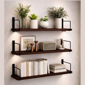 <b>Rustic</b> Wood Floating <b>Shelves</b> Wall Mounted <b>Shelves</b> for Bathroom Living Room Bedroom and Kitchen - Product Image 1