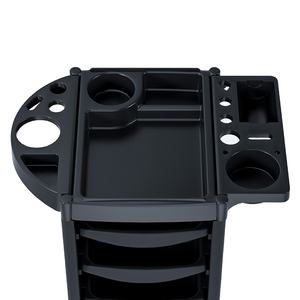 Chariot de rangement roulant professionnel moderne à 6 niveaux en acier inoxydable avec support pour sèche-cheveux et logo personnalisé pour salon de beauté - Product Image 6