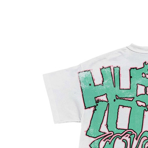 Regular Fit Men's <b>White</b> T-<b>Shirt</b> Green Pink Graffiti Print Front Logo Formal <b>Short</b> <b>Sleeve</b> 100% Cotton Silk Screen Printed - Product Image 4