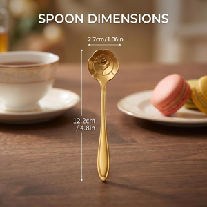 Cucharas de Café Doradas con Diseño de Rosa, Cucharas de Acero Inoxidable para Espresso y Té, Cucharas Premium para Remover Café - Product Image 2