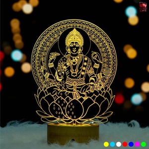 Lampe de nuit LED 3D en acrylique DhanLaxmi de qualité supérieure, lumière décorative religieuse pour la maison, le temple, la salle de prière, la chambre à coucher et les moments spirituels - Product Image 2