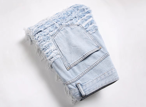 Pantalones Anchos de Estilo Industrial con Borlas Bordadas, Diseño Moderno 2025, Jeans de Moda Urbana para Hombre, Color Azul Claro - Product Image 6