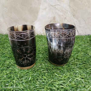 Copa de cuerno de buey real 100% de alta calidad con copa de cuerno de buey tallada grabada para beber con tamaño personalizado y tallada a bajo precio - Product Image 5