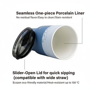 Gobelet isotherme à double paroi en acier inoxydable de 30 oz/900 ml avec revêtement en porcelaine, sac de transport pour thé Boba, isolation au froid de 8 à 10 heures - Product Image 2