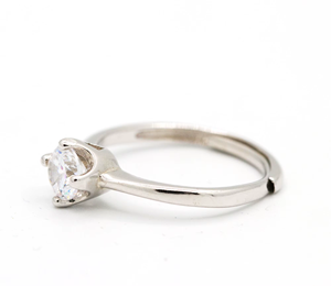 Bague de fiançailles classique en zircon cubique taille brillant rond, en argent sterling 925, sertie à griffes, bijoux fins pour femme - Product Image 6
