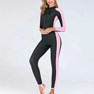 Combinaison de bain intégrale en néoprène pour femme, noire et jaune, à manches longues, taille haute, séchage rapide, printemps-été - Product Image 4