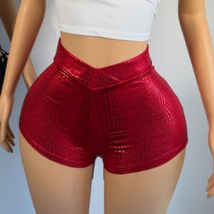 Novedad 2025: Shorts de Mujer de Piel Sintética con Estampado de Serpiente, Ajustados, de Cintura Baja, Casuales, Lavado Claro - Product Image 1